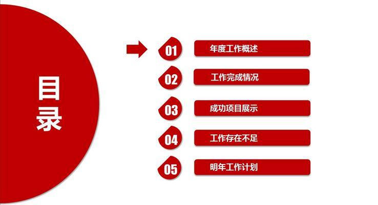 经典红白商务办公通用型总结报告ppt模板